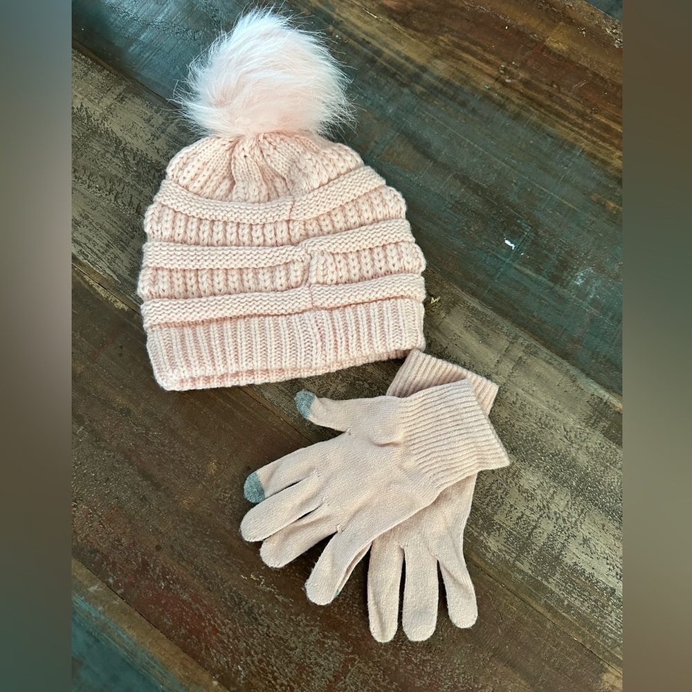 Pink Hat with gloves